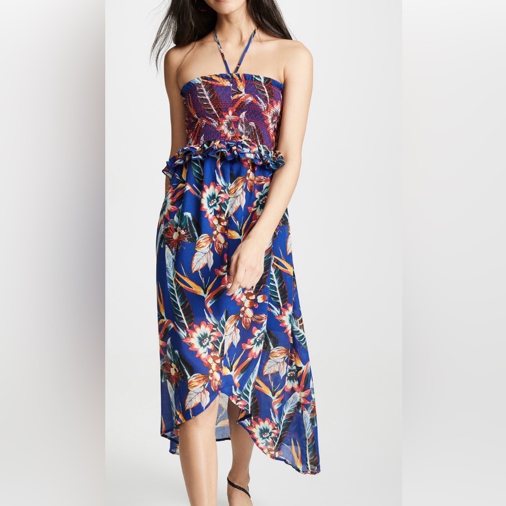 New NWT Red Carter Vibrant Floral Dress Ava Tropical Resort Collection Sundress